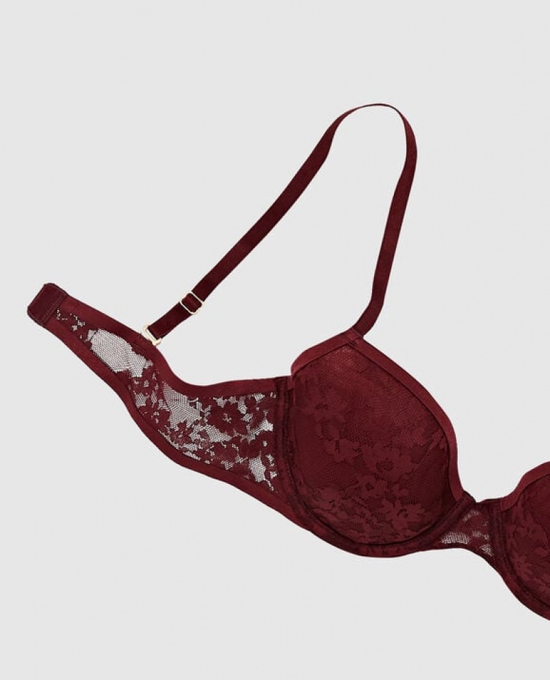 La Senza Lightly Lined Demi Women Bras Red Burgundy | RGEJ5rN1