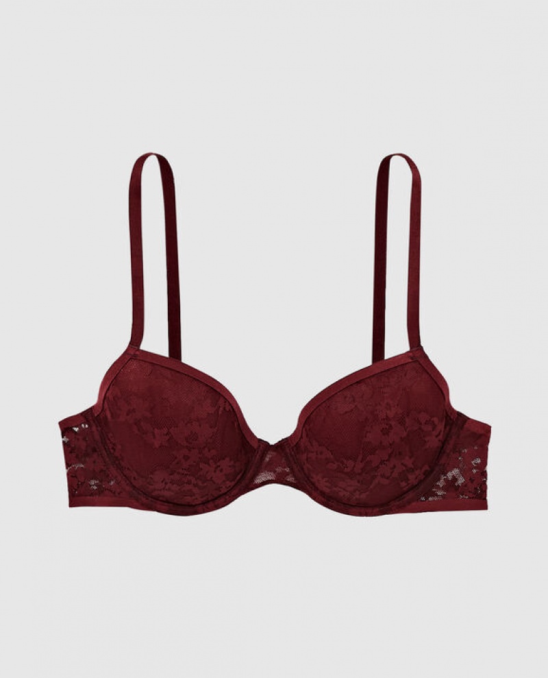 La Senza Lightly Lined Demi Women Bras Red Burgundy | RGEJ5rN1