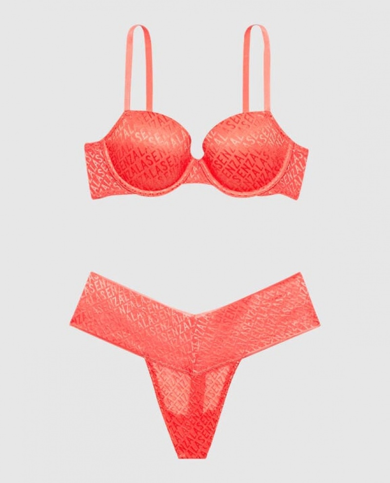 La Senza Lightly Lined Demi Women Bras Red | dshoblfW