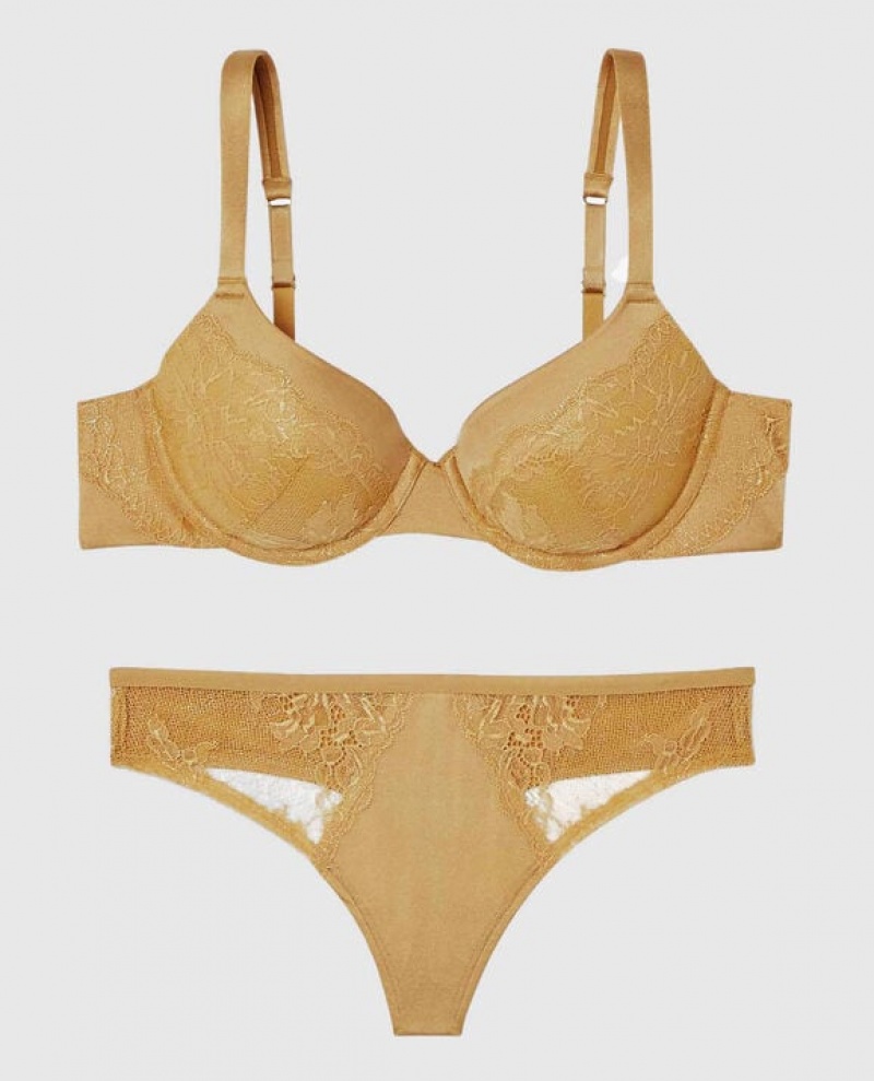 La Senza Lightly Lined Full Coverage Women Bras Gold | 3uSmF2mU