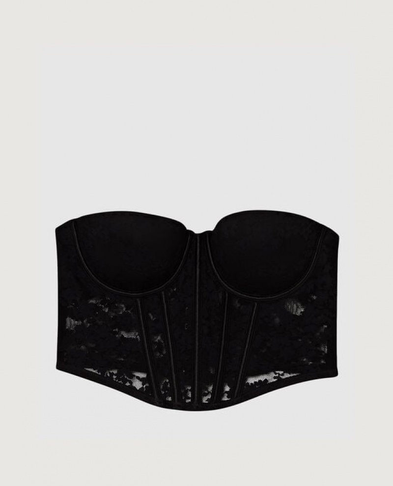 La Senza Lightly Lined Strapless Bra Top Women Lingerie Black | FZvxlQa1