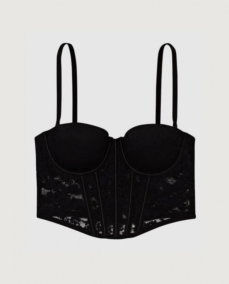 La Senza Lightly Lined Strapless Top Women Bras Black | vq8K4st4