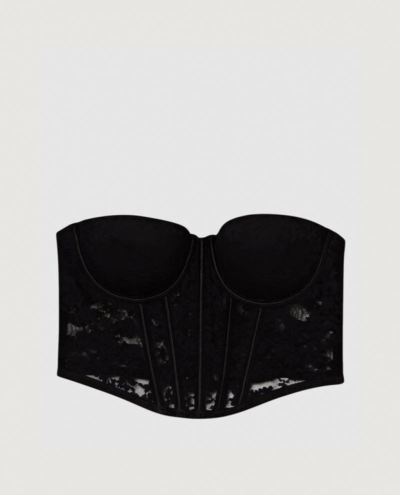 La Senza Lightly Lined Strapless Top Women Bras Black | GS8nXVkA