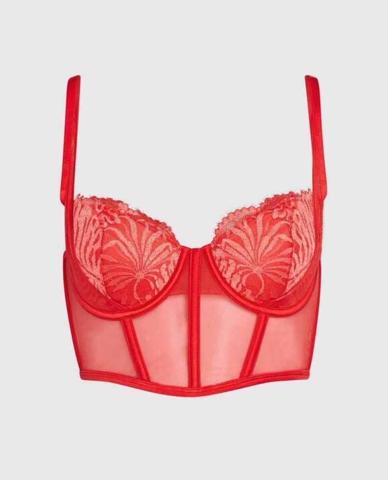 La Senza Lightly Lined Top Women Bras Red | GeRW5LQU