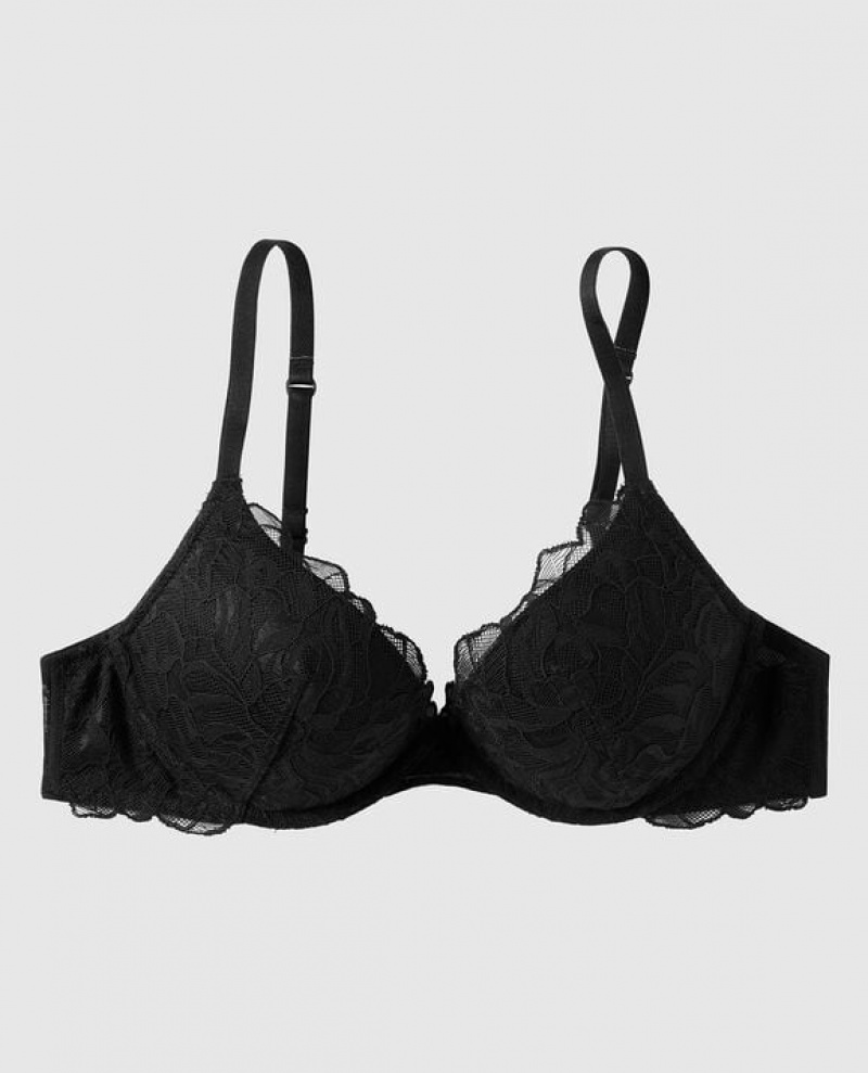 La Senza Push Up Plunge Women Bras Black | PbObkB6x