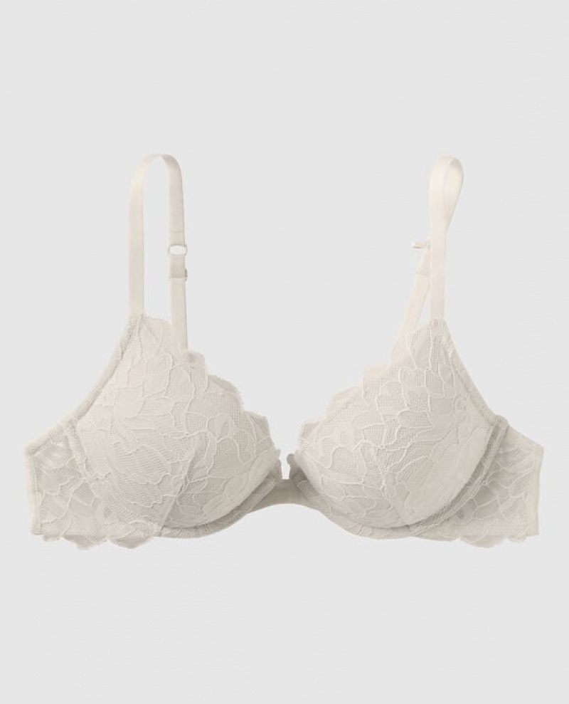 La Senza Push Up Plunge Women Bras Cream | Mm5OM9QW