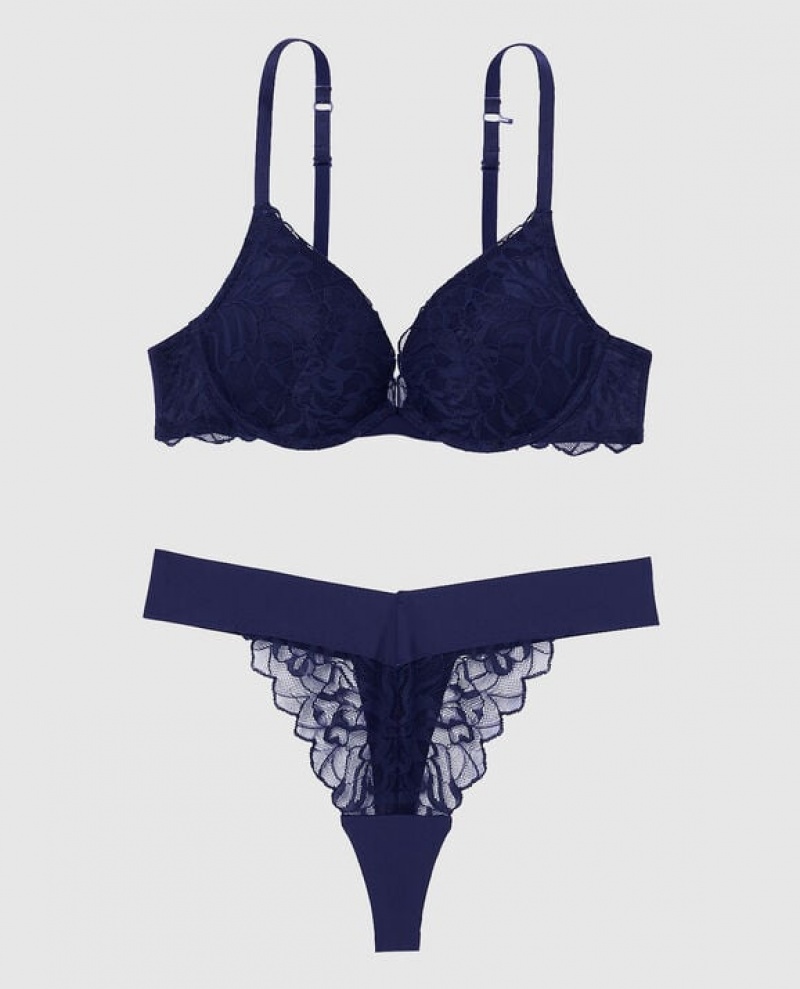 La Senza Push Up Plunge Women Bras Ocean Cavern | fmsC9N2B