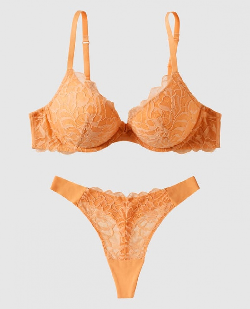 La Senza Push Up Plunge Women Bras Orange Cream | uyLlt7RB