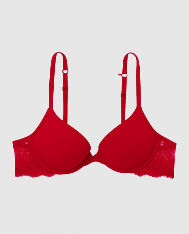 La Senza Push Up Plunge Women Bras Red | 2nFkZYDs