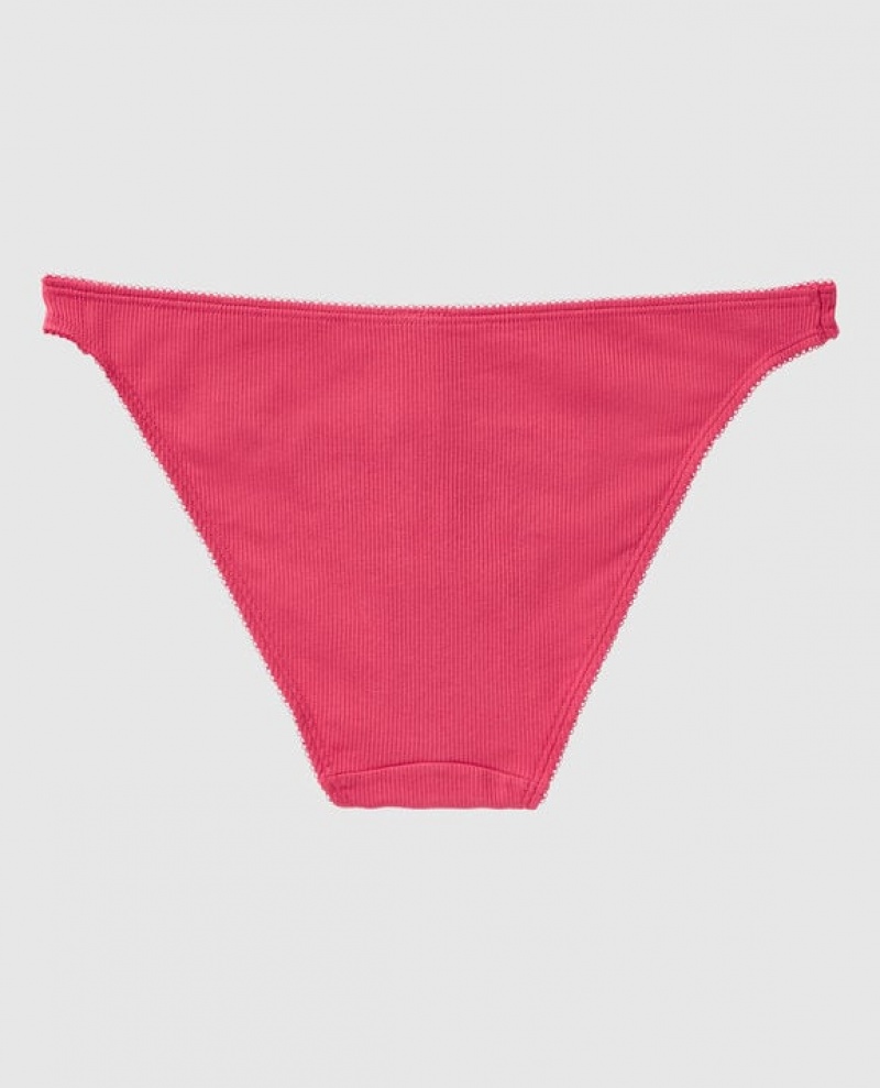 La Senza Ribbed Bikini Panty Women Underwear Sweet Raspberry | WDpOGWku