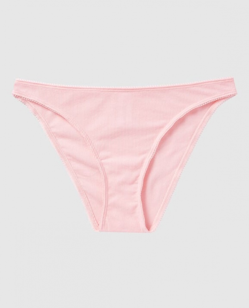 La Senza Ribbed Bikini Panty Women Underwear Pink | RX8FnUHb