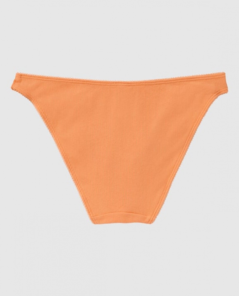 La Senza Ribbed Bikini Panty Women Underwear Orange Cream | NpfFZKHf