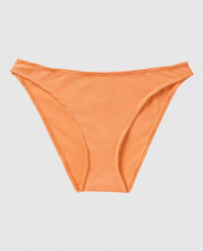 La Senza Ribbed Bikini Panty Women Underwear Orange Cream | NpfFZKHf