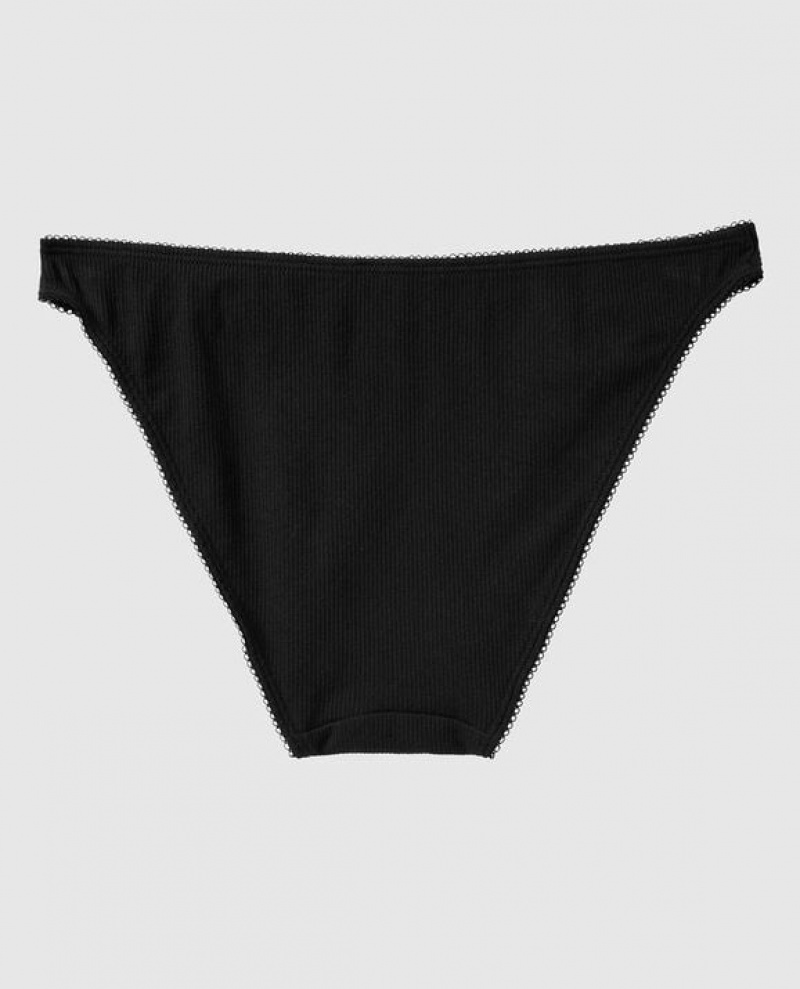 La Senza Ribbed Bikini Panty Women Underwear Black | nPbaXxQ4