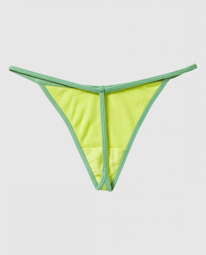 La Senza Ribbed G-String Panty Women Underwear Green | zHn39A6l