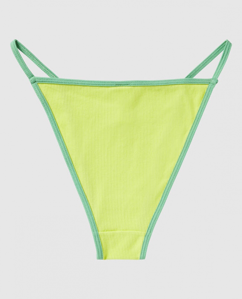 La Senza Ribbed Mini Cheeky Panty Women Underwear Green | 0yy2USVy