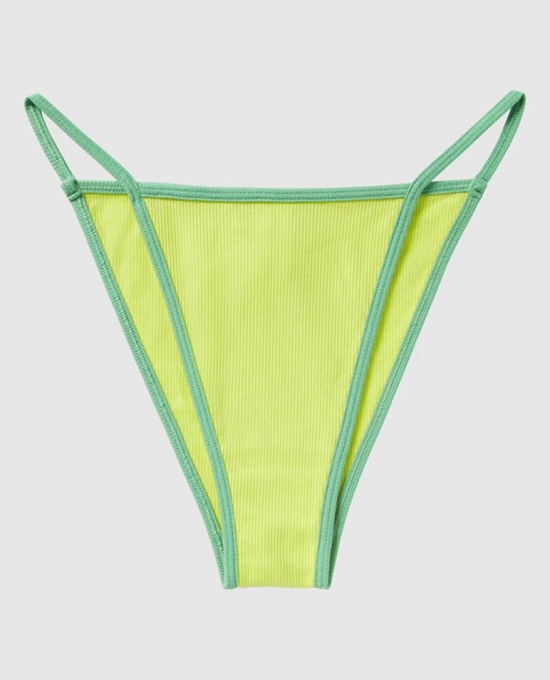 La Senza Ribbed Mini Cheeky Panty Women Underwear Green | 0yy2USVy