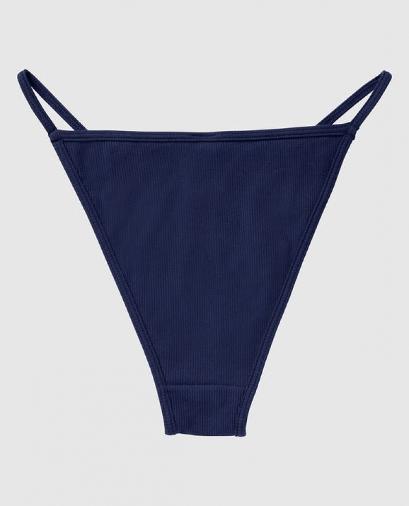 La Senza Ribbed Mini Cheeky Panty Women Underwear Navy | vwik8eMQ