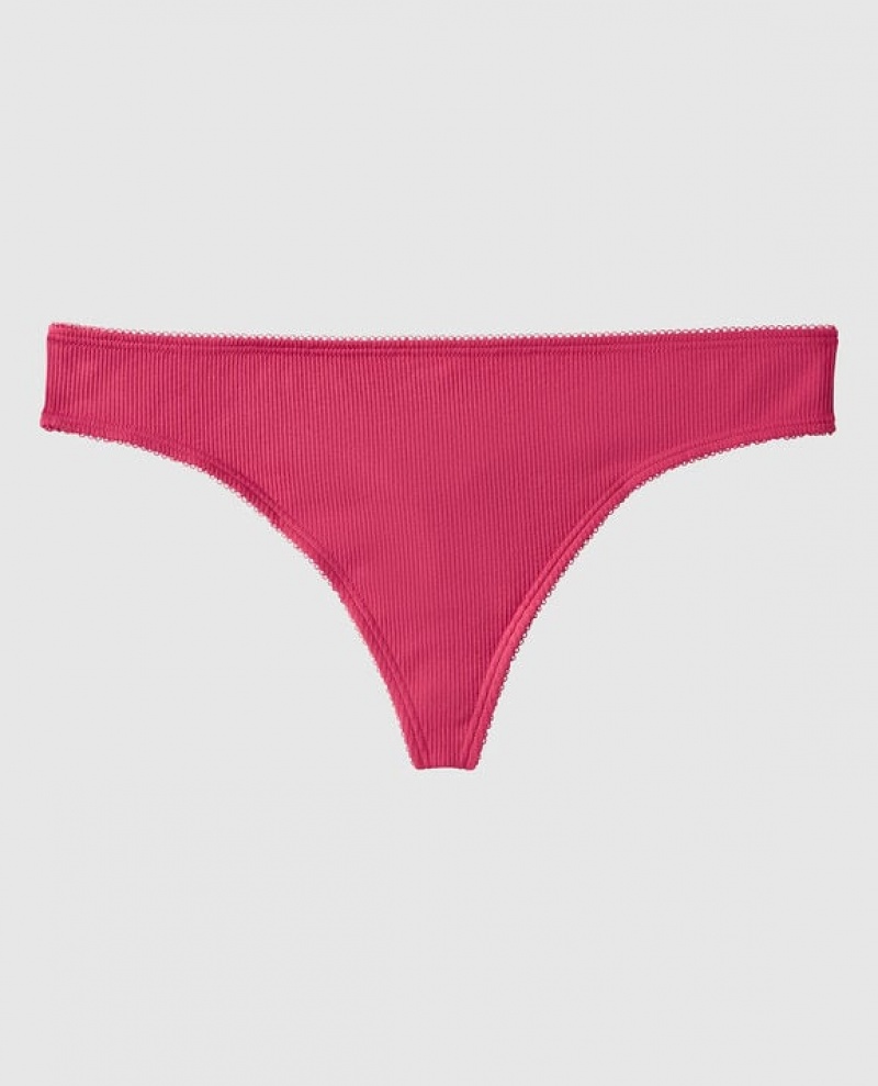 La Senza Ribbed Thong Panty Women Underwear Sweet Raspberry | M1vUQhsG