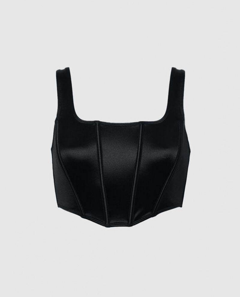 La Senza Satin Top Women Bras Black | PCN6fjkA