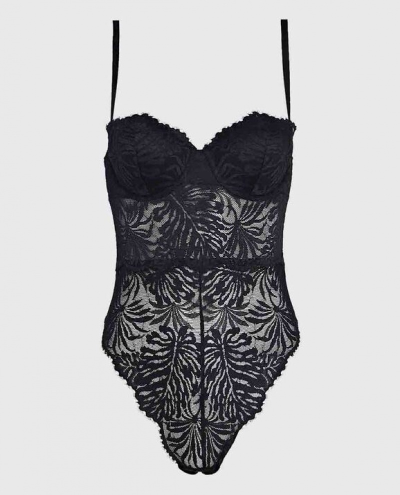 La Senza Strapless Lace Bodysuit Women Lingerie Black | zT6j5vlO