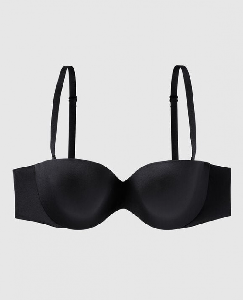 La Senza Strapless Lightly Lined Women Bras Black | MLeIpiMD