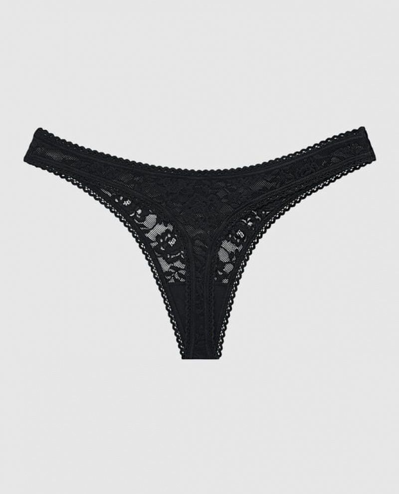 La Senza Thong Panty Women Underwear Black | XZCok0ce