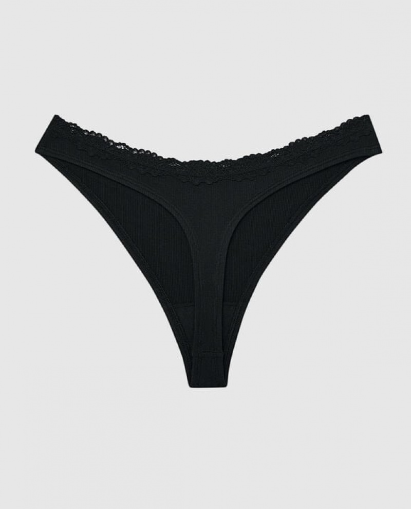 La Senza Thong Panty Women Underwear Black | JCzQ6NpH