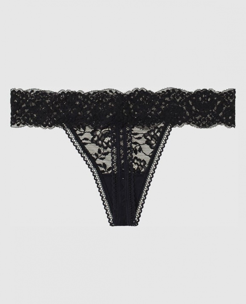 La Senza Thong Panty Women Underwear Black | PlufNUhf