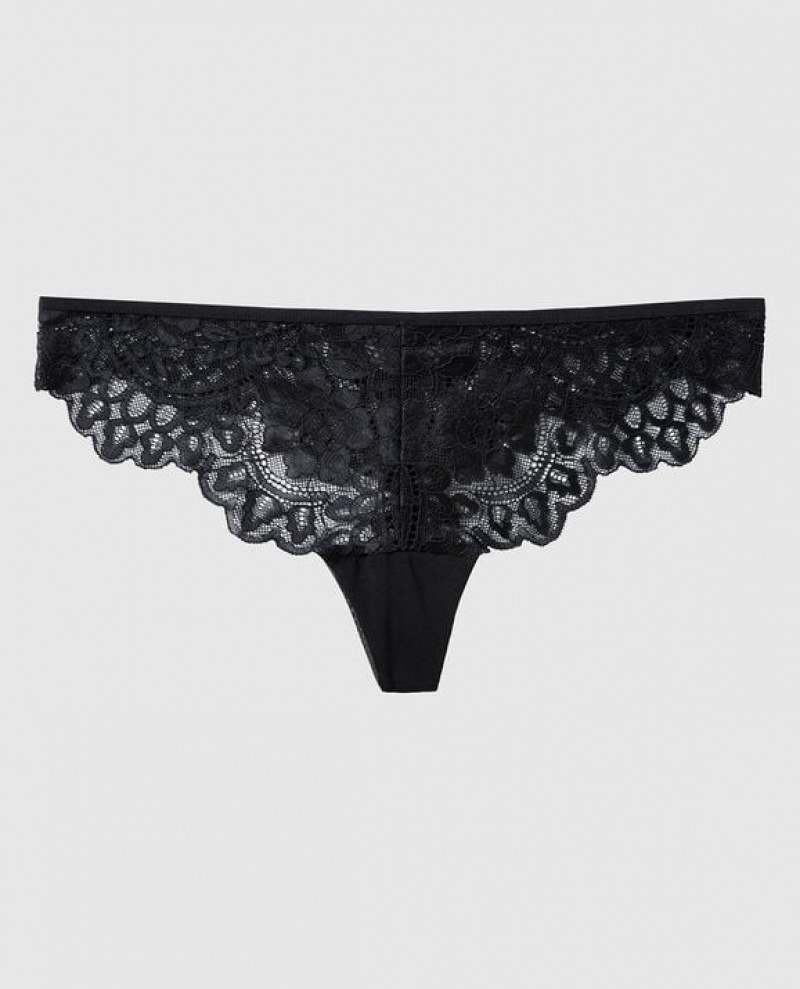 La Senza Thong Panty Women Underwear Black | AqDNLefS