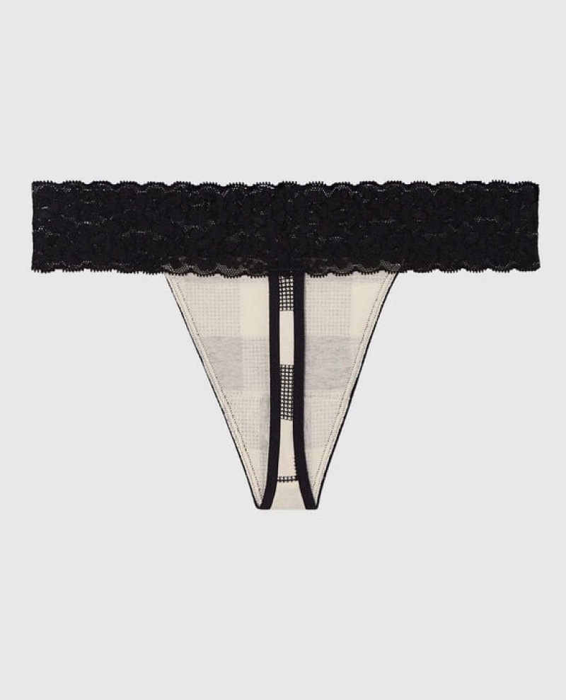 La Senza Thong Panty Women Underwear Festive Check | WXGufydI