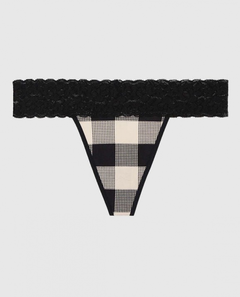 La Senza Thong Panty Women Underwear Festive Check | WXGufydI