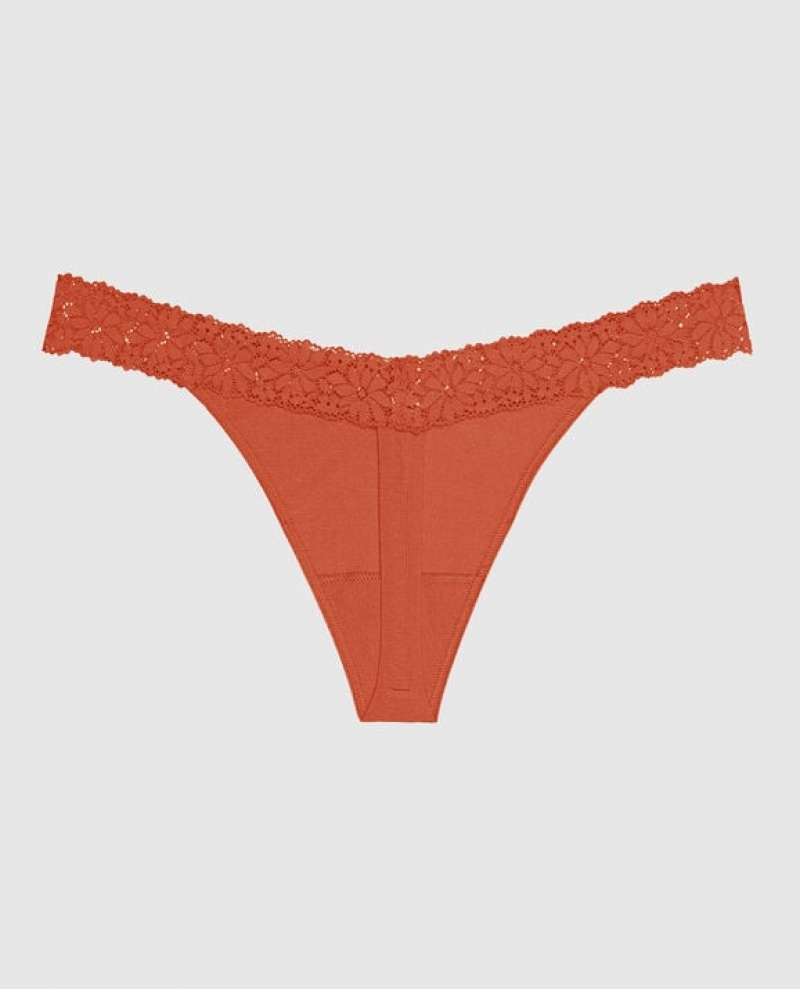 La Senza Thong Panty Women Underwear Terra Cotta | FWWrGhXP