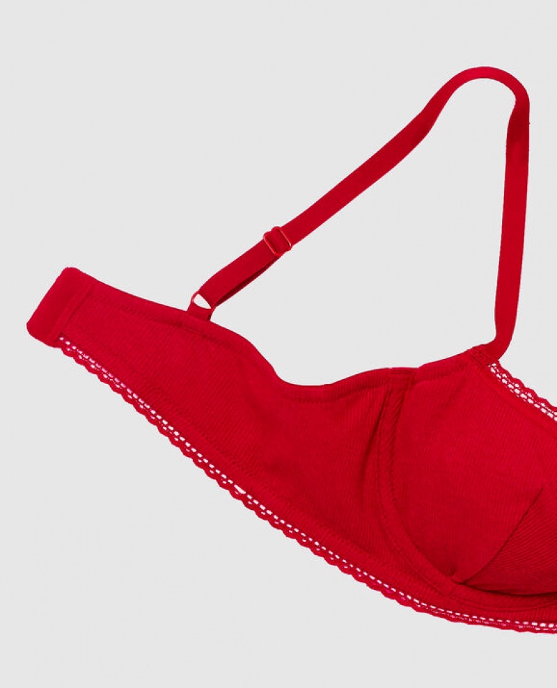 La Senza Unlined Balconette Women Bras Red | UKhOgcnc