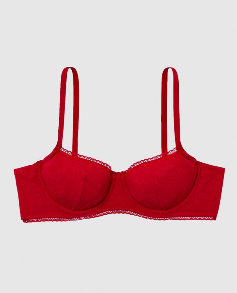 La Senza Unlined Balconette Women Bras Red | UKhOgcnc