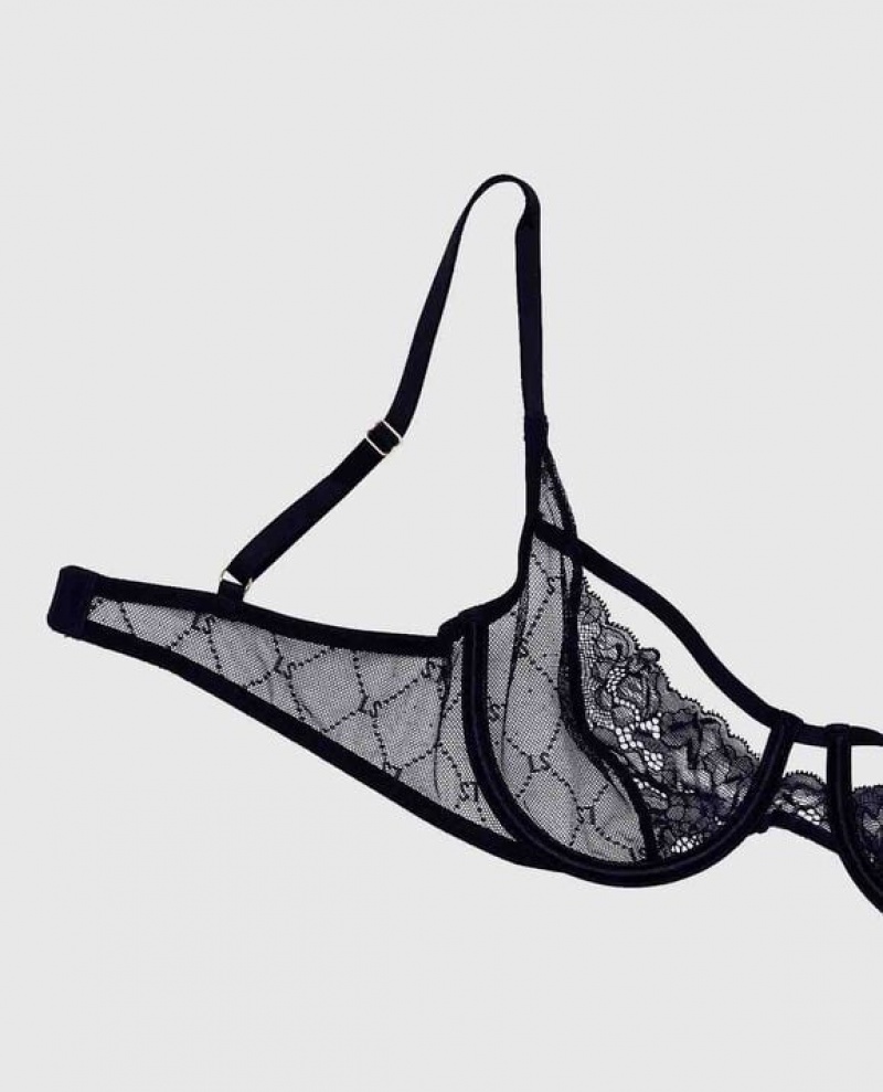 La Senza Unlined Lace Bra Women Lingerie Black | fdssEBnY