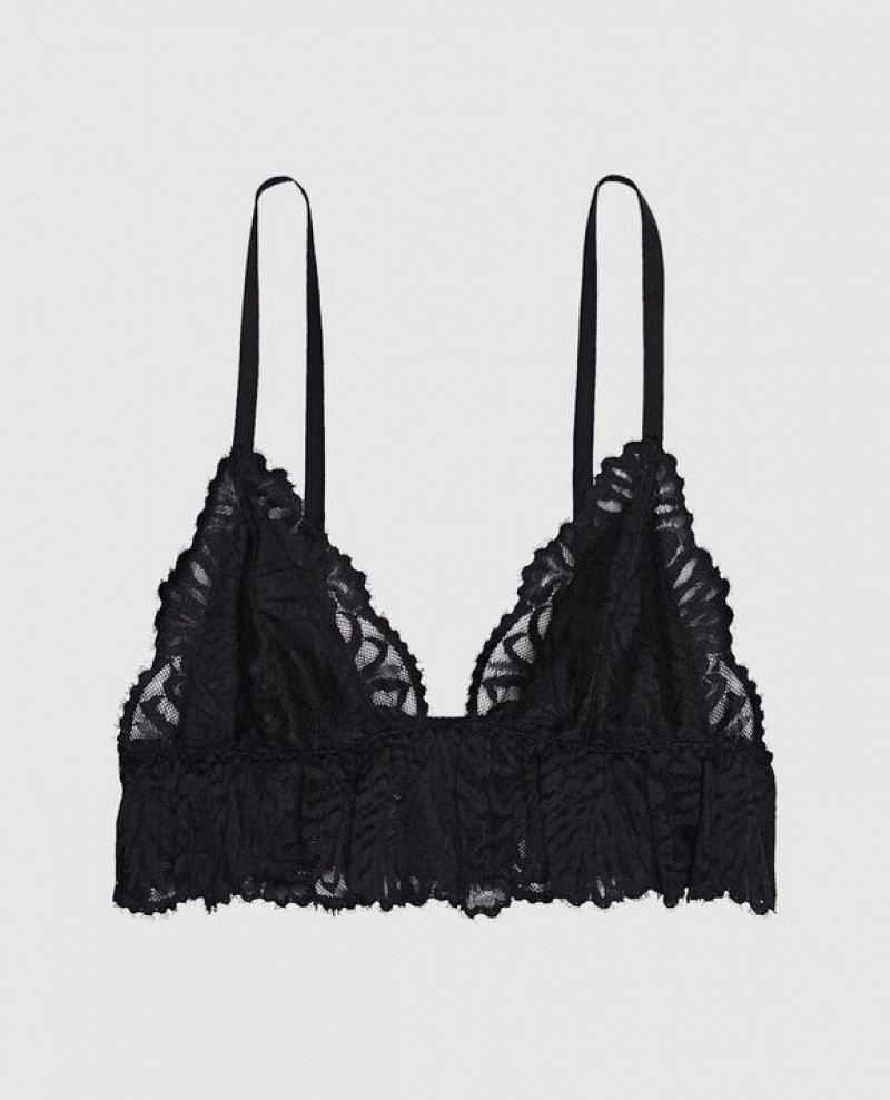 La Senza Unlined Lace Bralette Women Lingerie Black | PDtMQ2Je