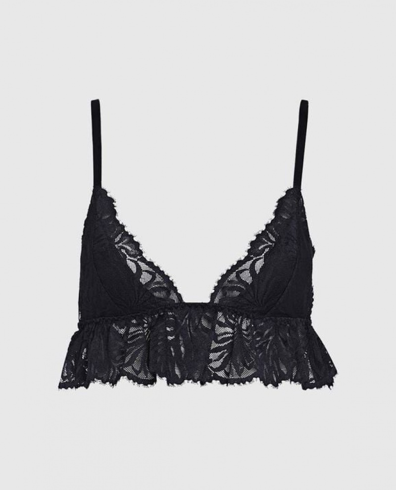 La Senza Unlined Lace Bralette Women Lingerie Black | PDtMQ2Je