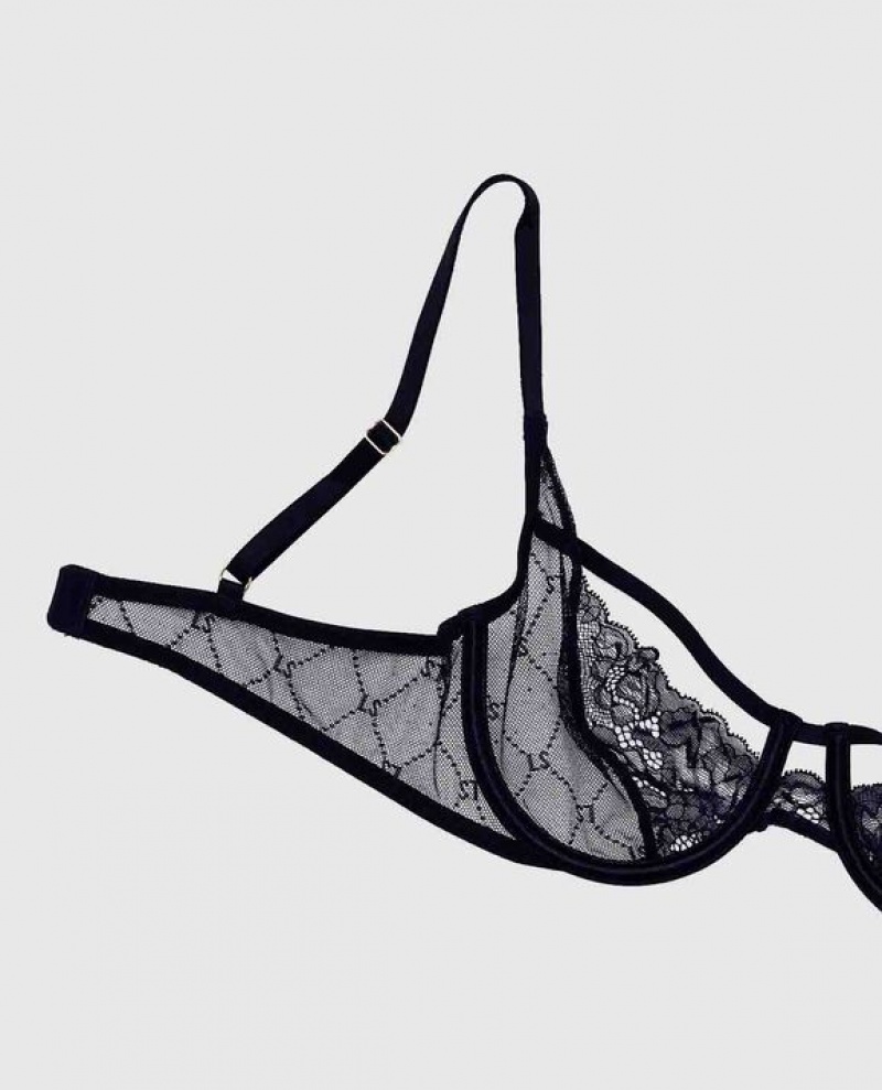 La Senza Unlined Lace Women Bras Black | 1Qa6waOE