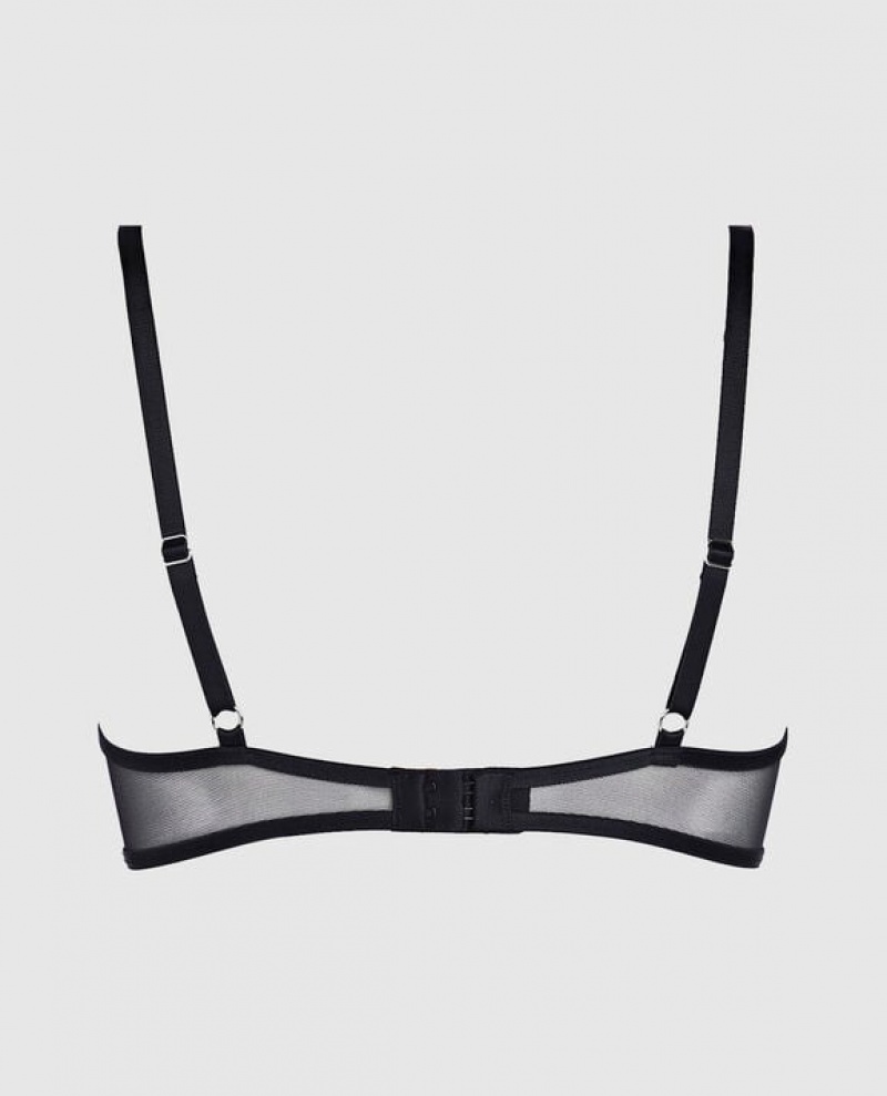 La Senza Unlined Mesh Bra Women Lingerie Black | zVbOYYMG