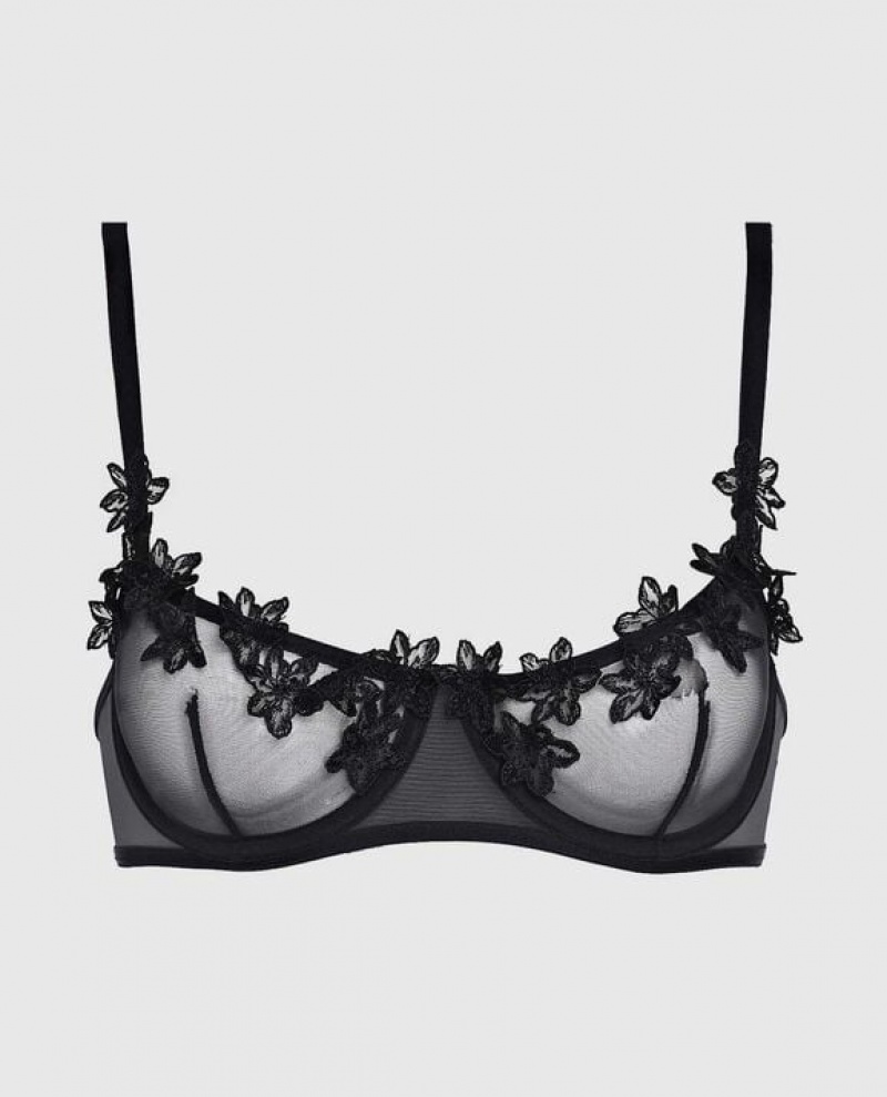 La Senza Unlined Mesh Bra Women Lingerie Black | zVbOYYMG