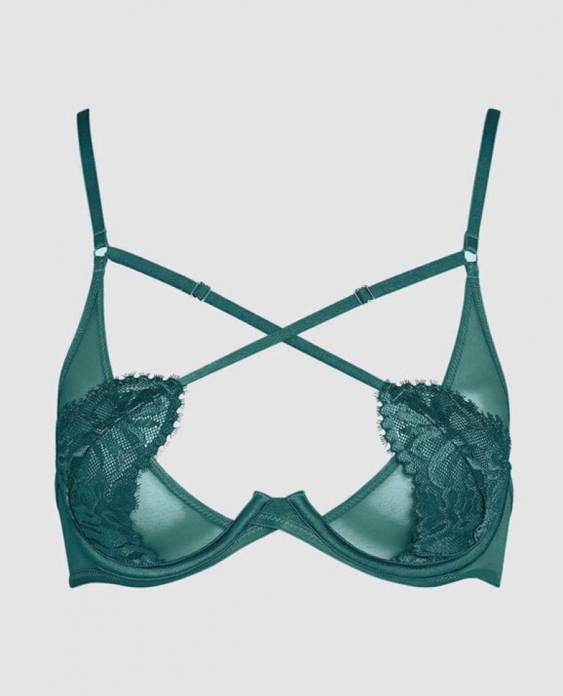 La Senza Unlined Strappy Bra Women Lingerie Tidal Turq | 8FP01t6q