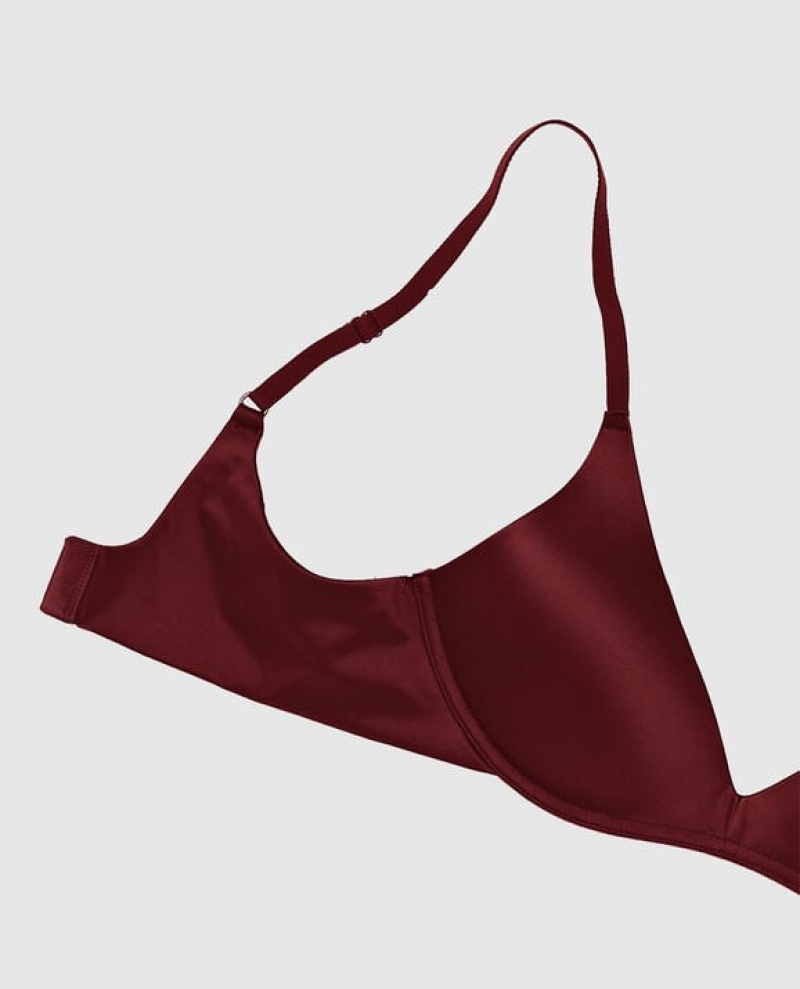 La Senza Wireless Light Push Up Women Bras Red Burgundy | fKmabLqA